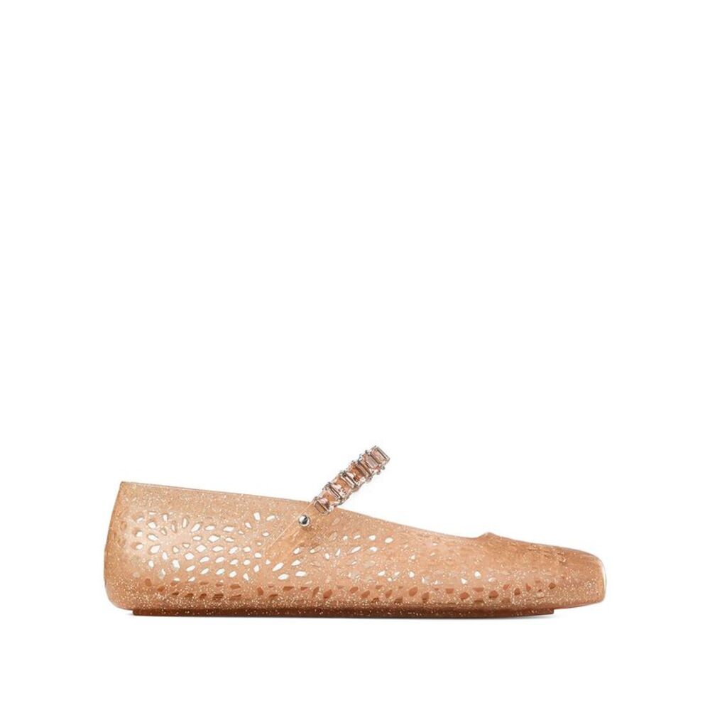 Clear Jelly Ballerina Flats With Crystal Embellishment Women